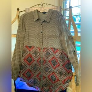 Tolani 100% Silk Tunic Blouse XL in Grey
